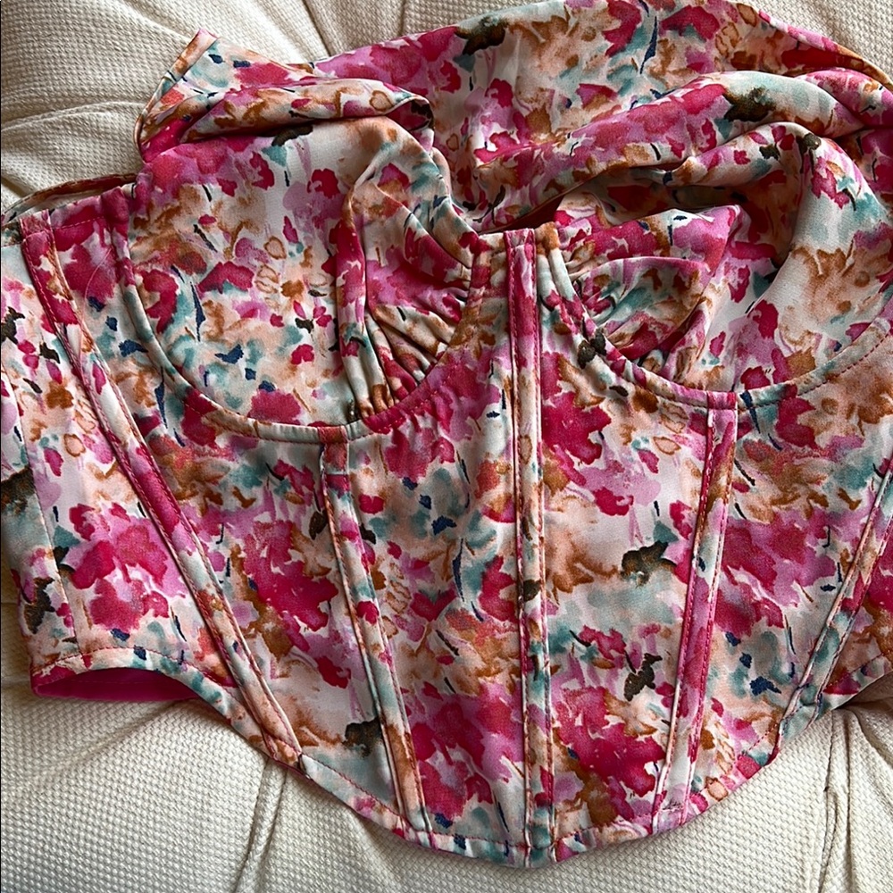 More To Come Floral Pink Corset Top